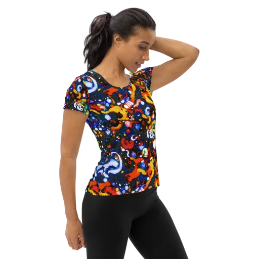 Orchid Voltage on a Women's Athletic T-Shirt