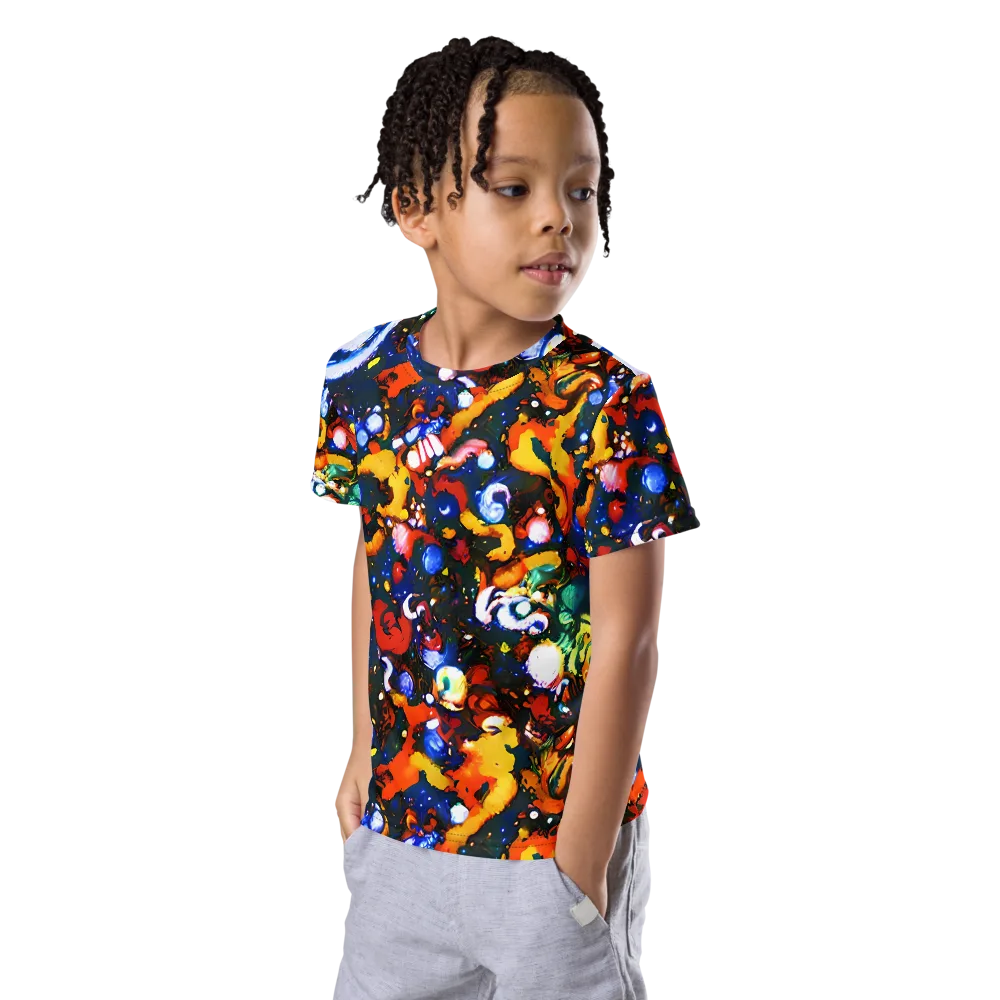 Orchid Voltage on Kids Crew Neck T-Shirt — Left Front