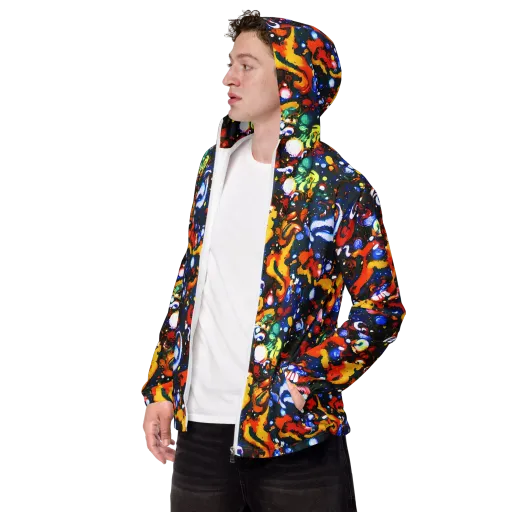 Orchid Voltage on a Men's Windbreaker