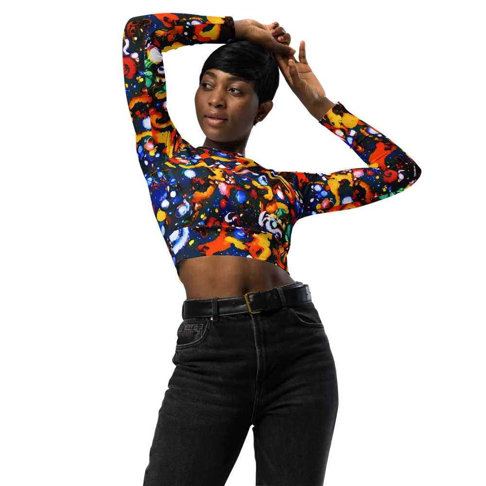 Orchid Voltage on Long Sleeve Crop Top — Front