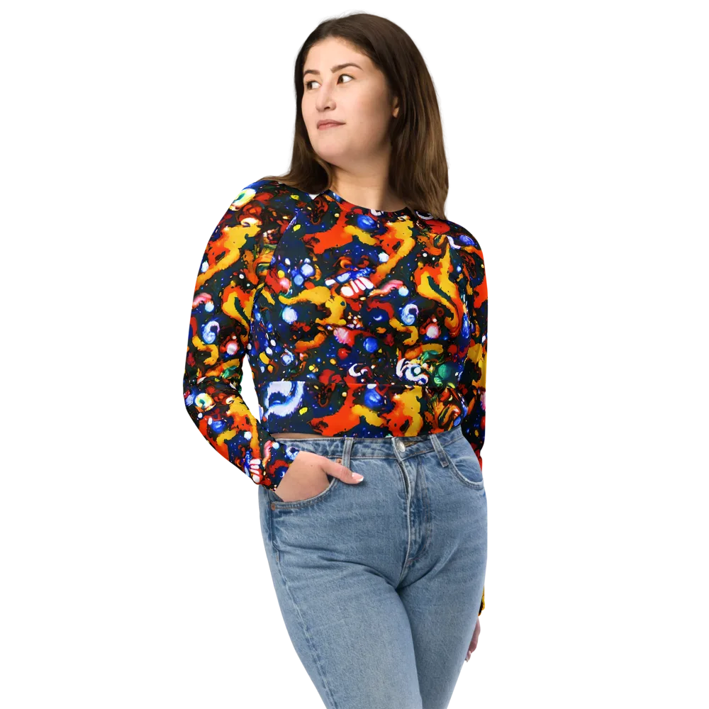 Orchid Voltage on Long Sleeve Crop Top — Front