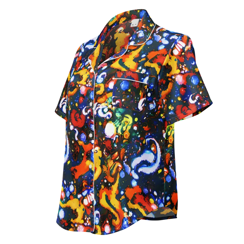 Orchid Voltage on Women's Short Sleeve Pajama Top — Left Front