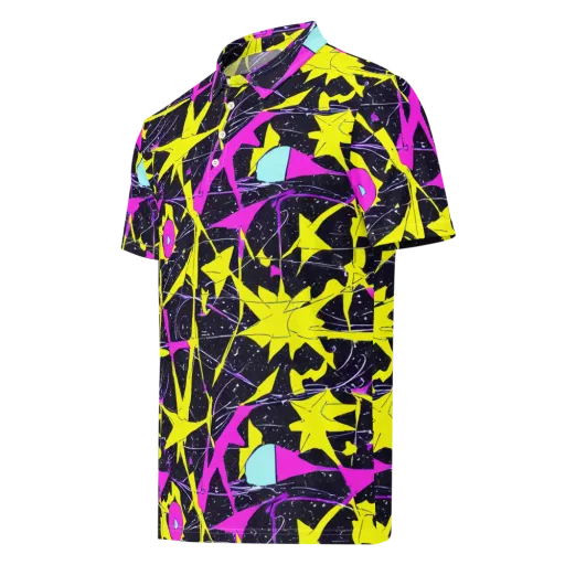 Ultraviolet Fracture on a Men's Slim Fit Polo Shirt