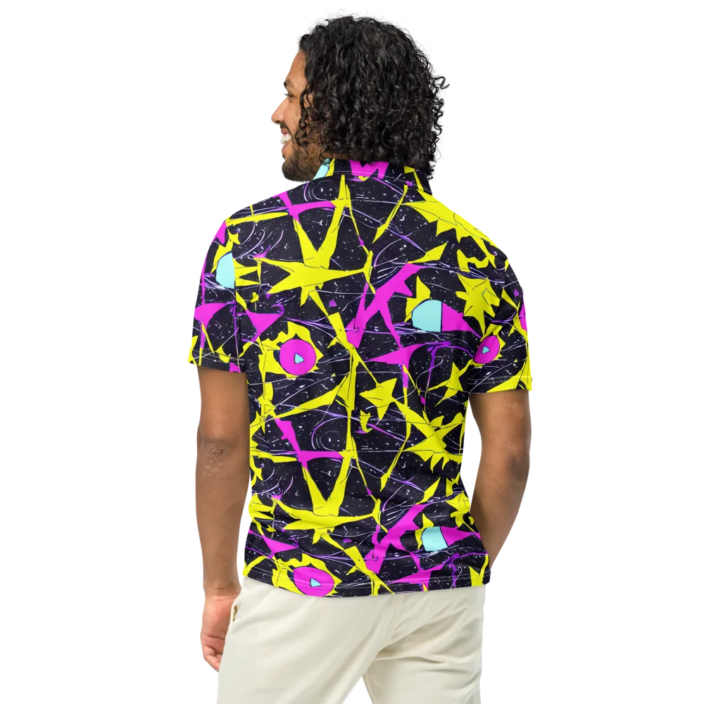 Ultraviolet Fracture on Men's Slim Fit Polo Shirt — Back