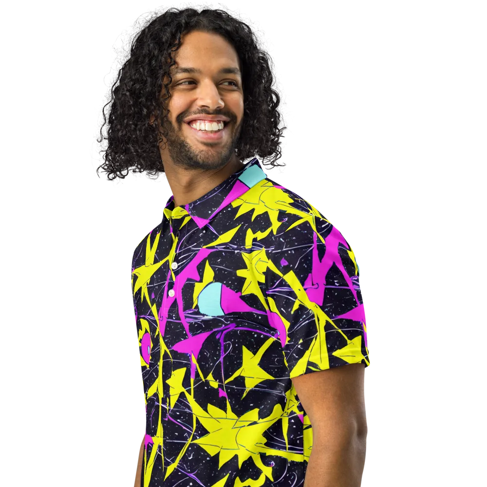 Ultraviolet Fracture on Men's Slim Fit Polo Shirt — Left Front