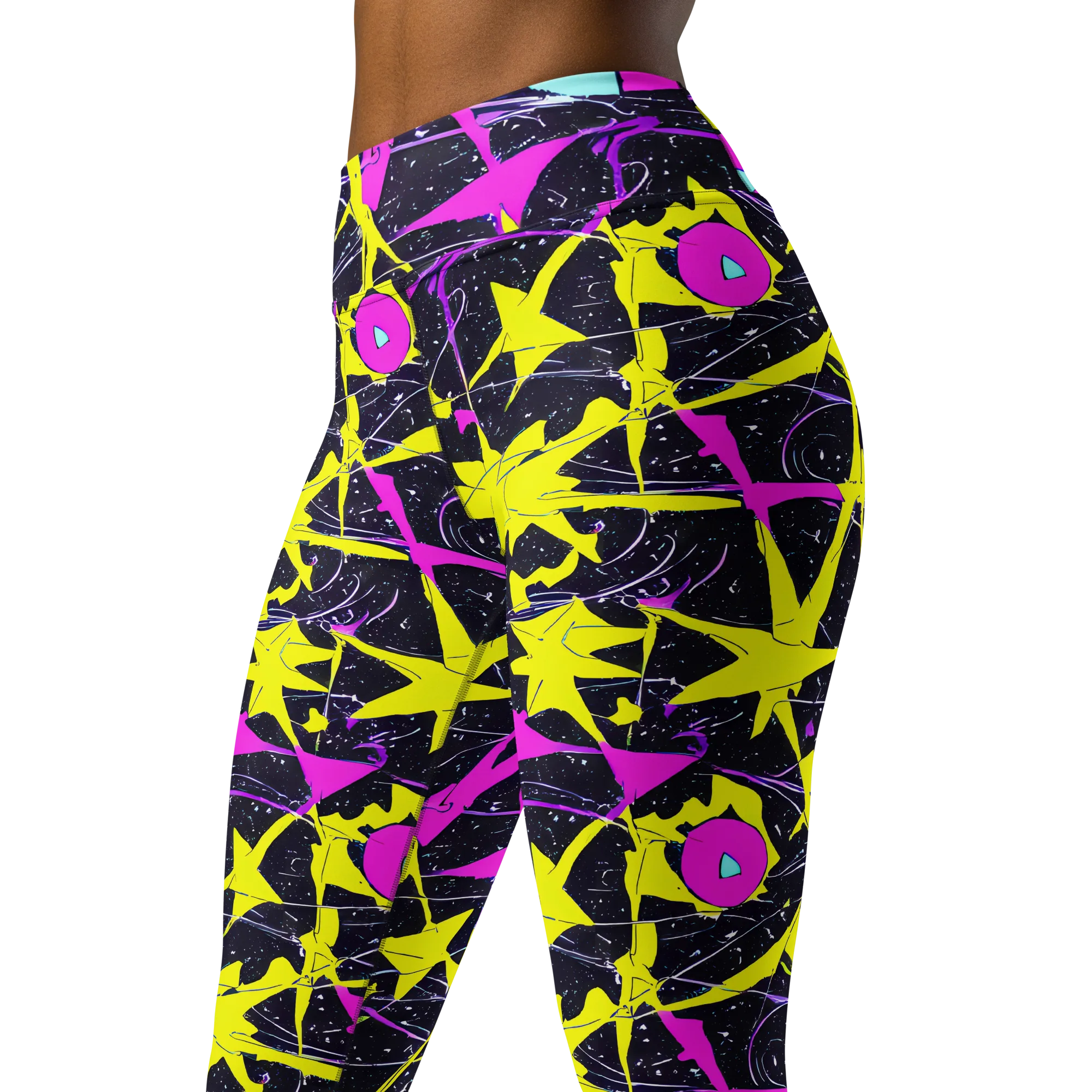 Ultraviolet Fracture on Yoga Leggings — Left Front