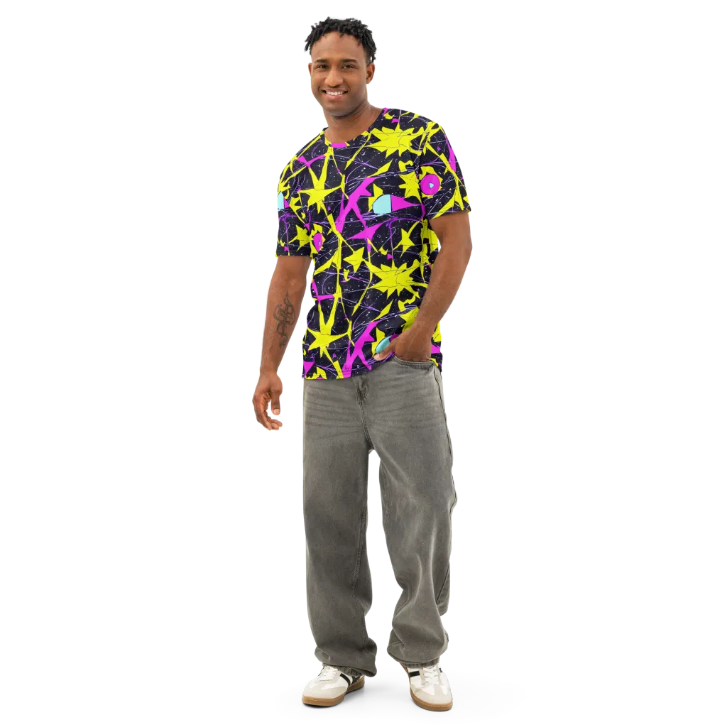 Ultraviolet Fracture on Men's Cotton Crew Neck T-Shirt — Front