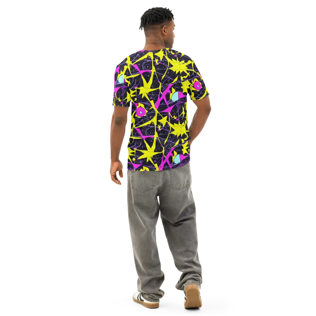Ultraviolet Fracture on Men's Cotton Crew Neck T-Shirt — Back