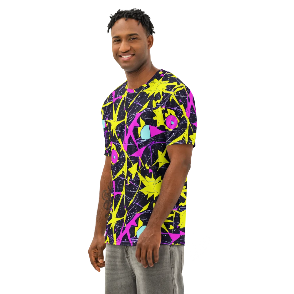Ultraviolet Fracture on Men's Cotton Crew Neck T-Shirt — Left Front