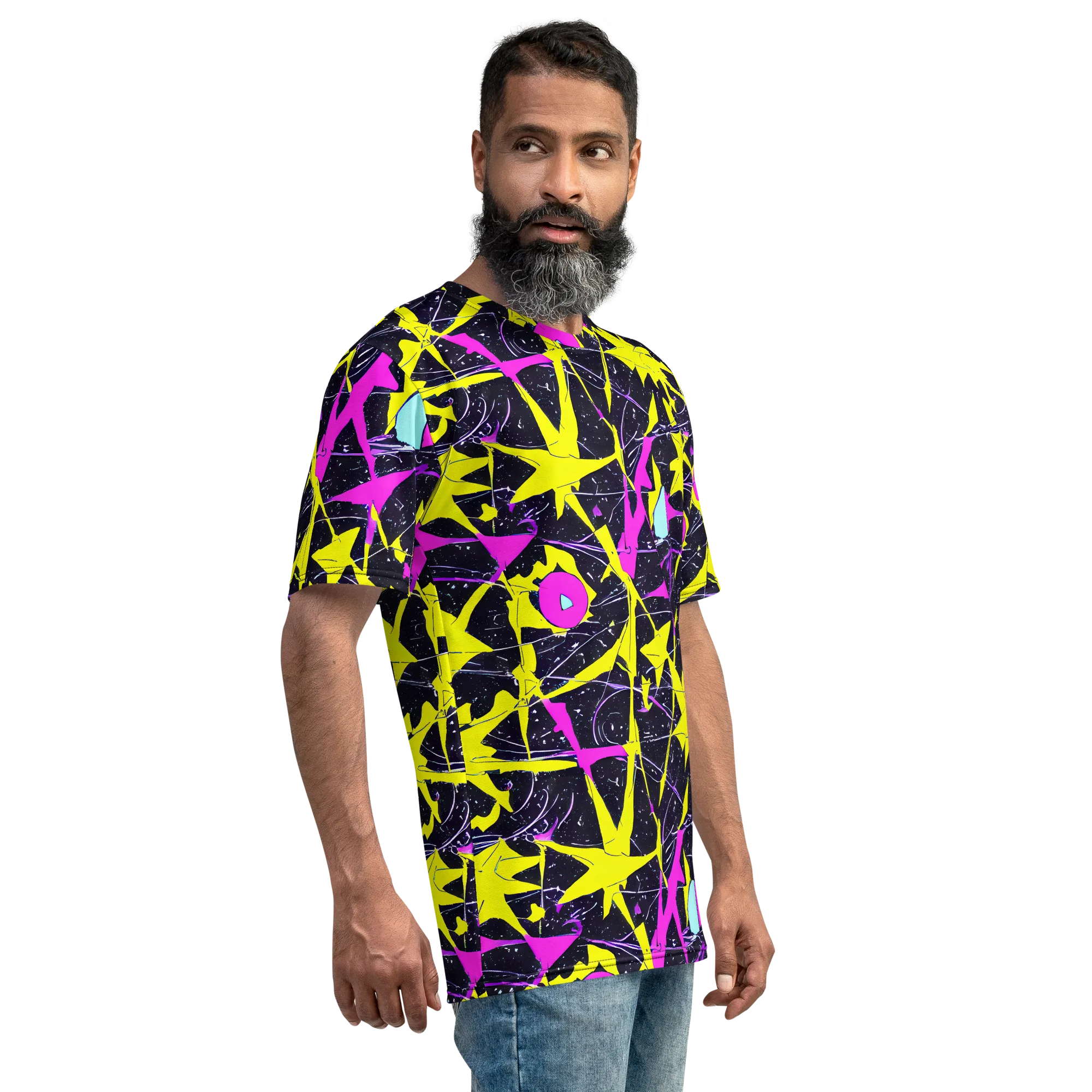 Ultraviolet Fracture on Men's Crew Neck T-Shirt — Right
