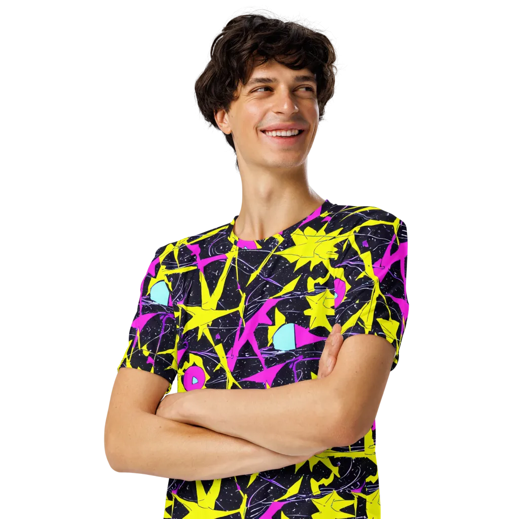 Ultraviolet Fracture on Men's Crew Neck T-Shirt — Left Front