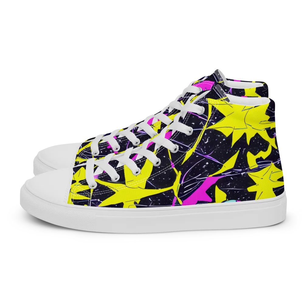 Ultraviolet Fracture on Men's High Top Canvas Shoes — Left