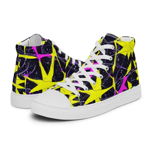Ultraviolet Fracture on a Men's High Top Canvas Shoes