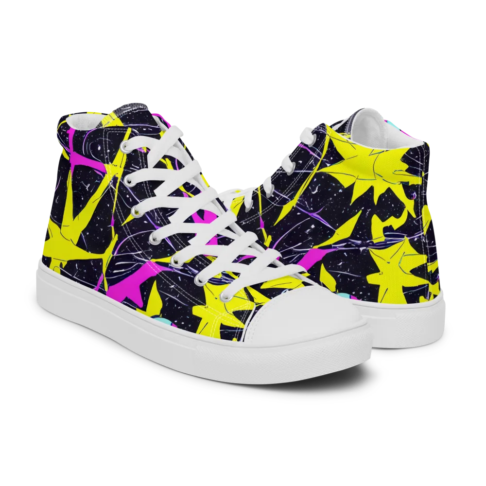 Ultraviolet Fracture on Men's High Top Canvas Shoes — Right