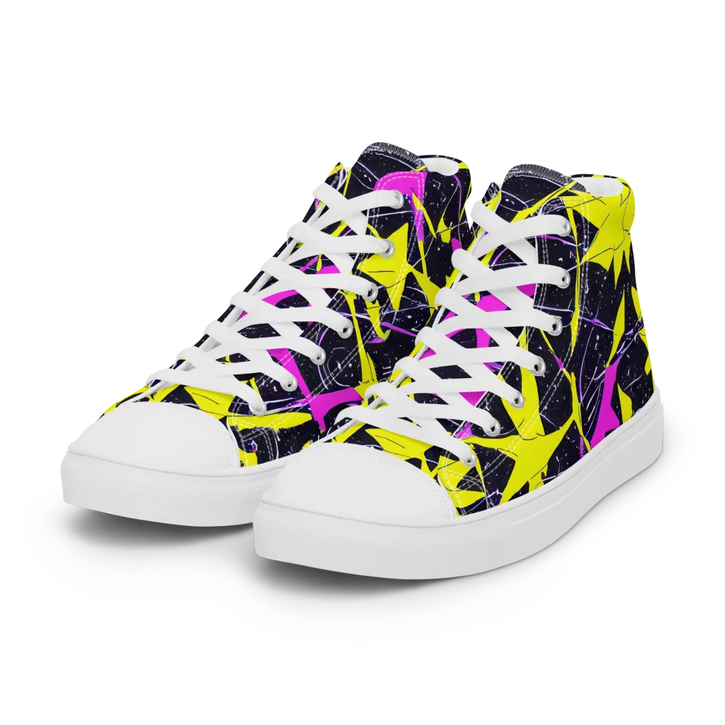 Ultraviolet Fracture on Women's High Top Canvas Shoes — Left Front