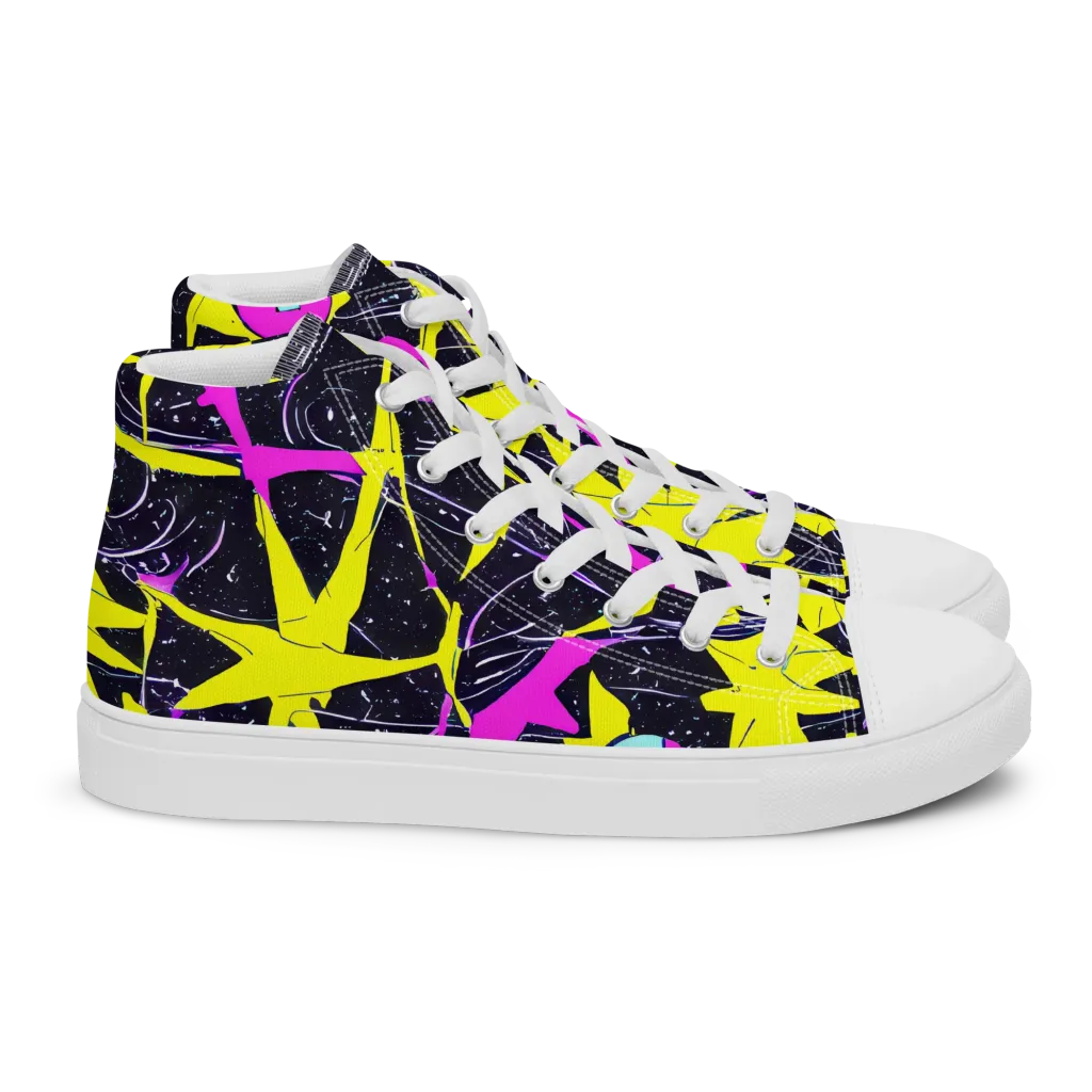 Ultraviolet Fracture on Women's High Top Canvas Shoes — Right