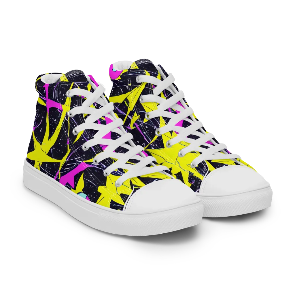 Ultraviolet Fracture on Women's High Top Canvas Shoes — Right Front