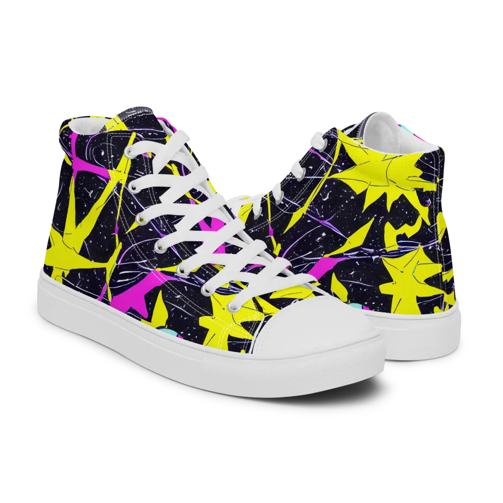 Ultraviolet Fracture on Women's High Top Canvas Shoes — Right