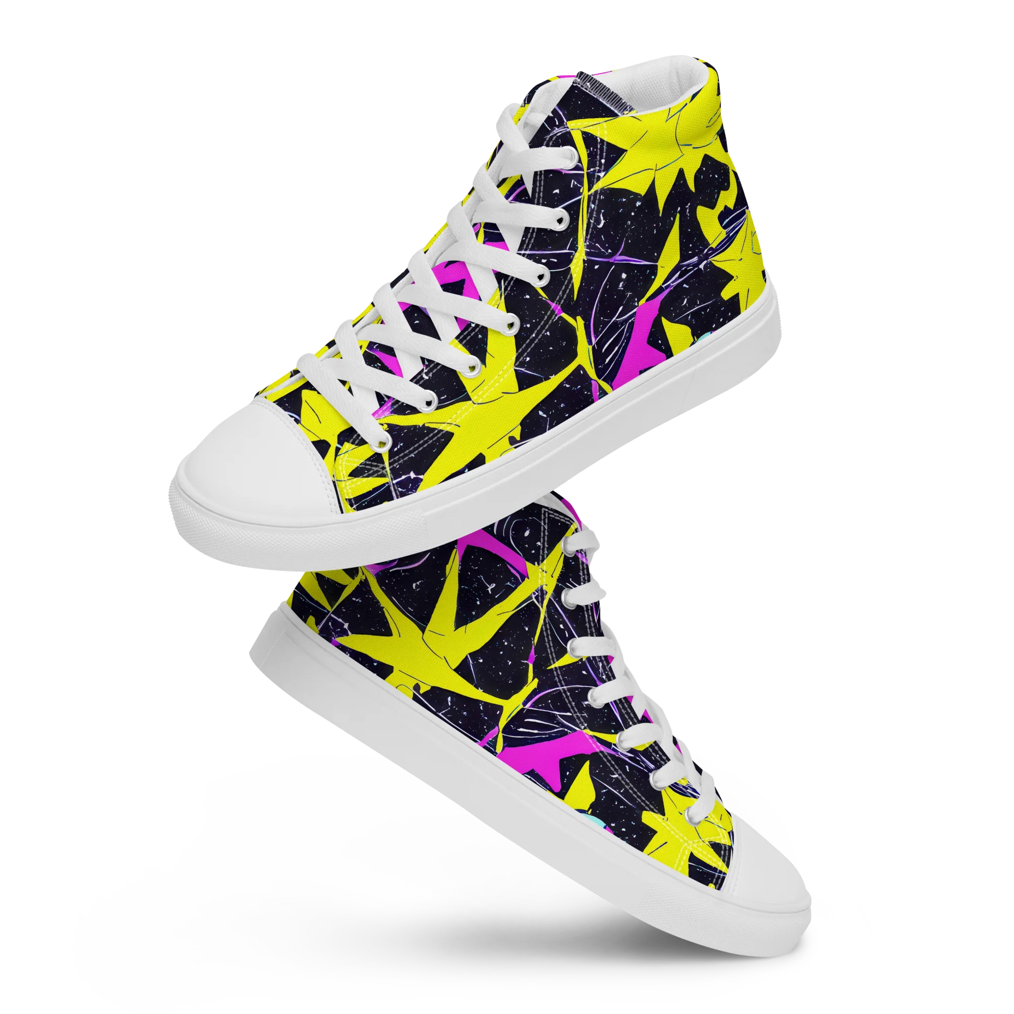 Ultraviolet Fracture on Women's High Top Canvas Shoes — Front