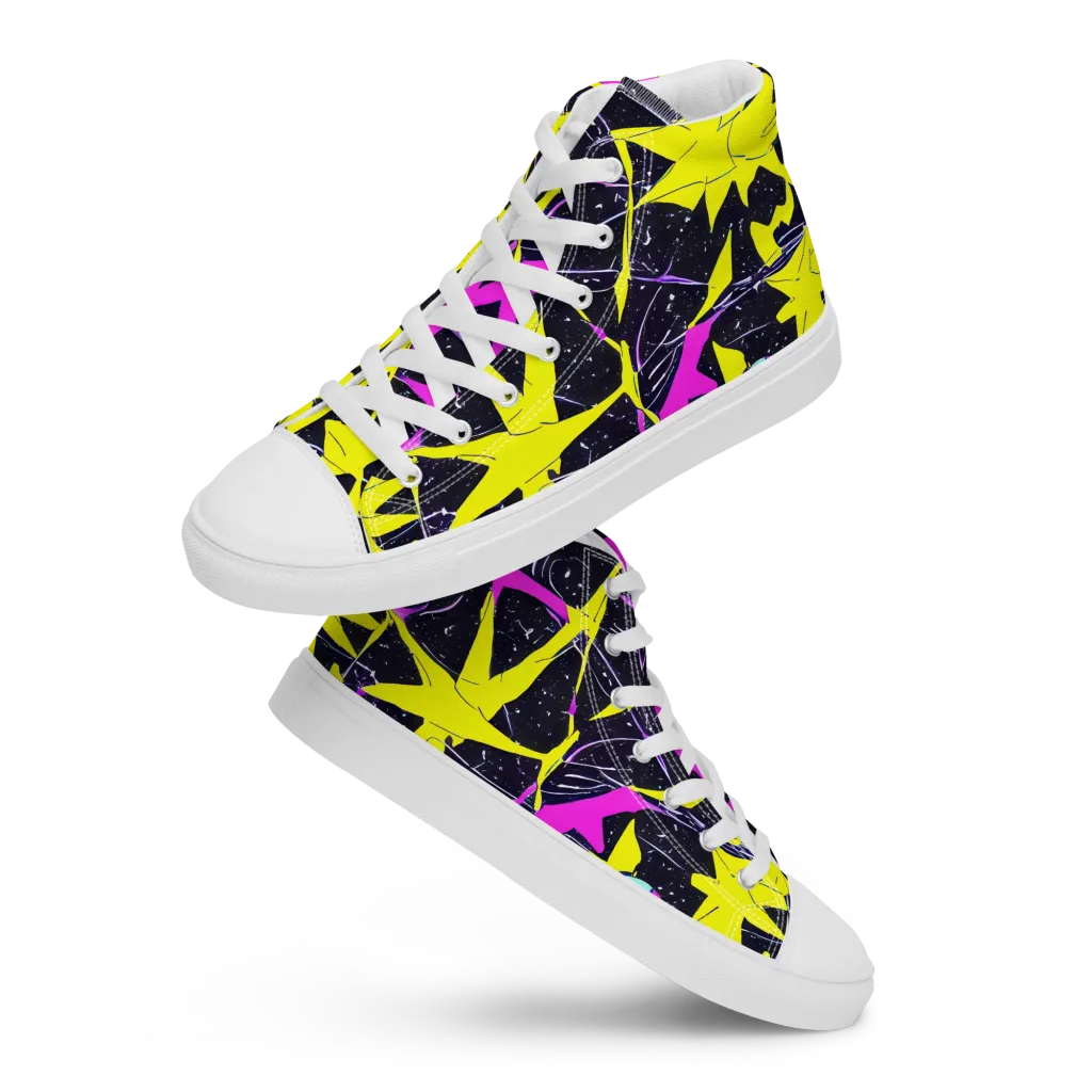 Ultraviolet Fracture on Women's High Top Canvas Shoes — Front