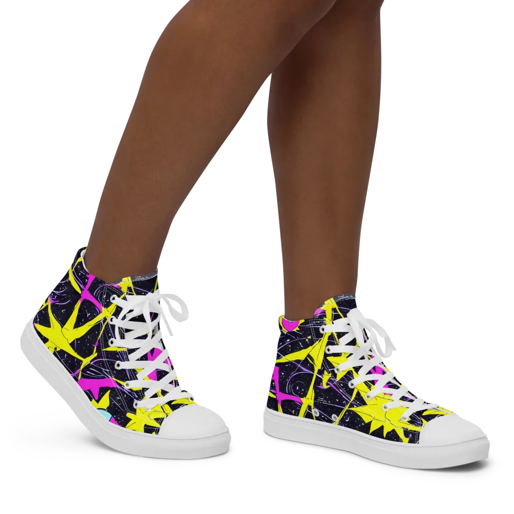 Ultraviolet Fracture on Women's High Top Canvas Shoes — Right