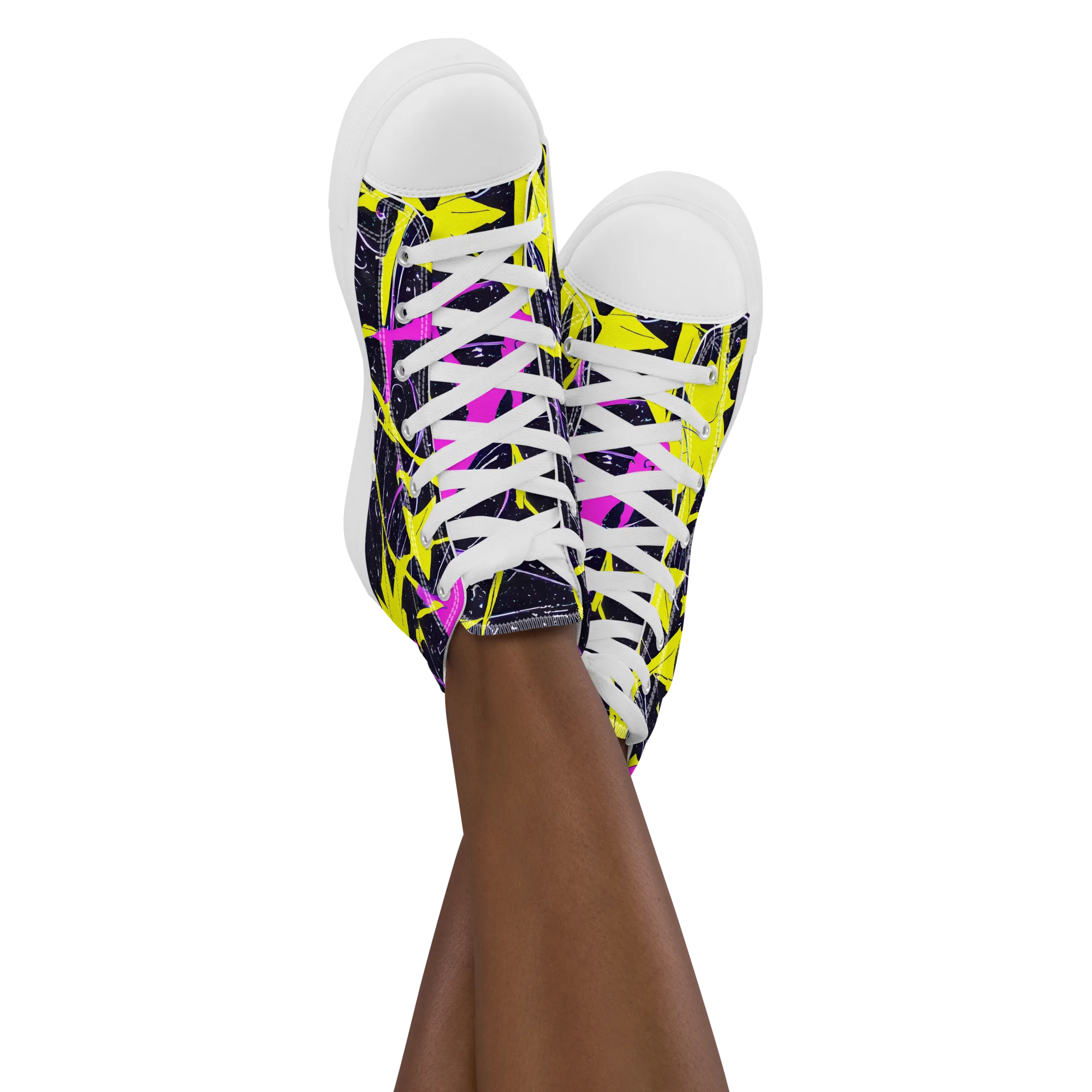 Ultraviolet Fracture on Women's High Top Canvas Shoes — Front