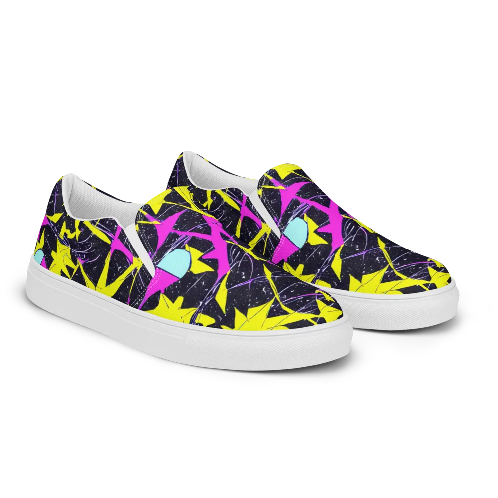 Ultraviolet Fracture on Men's Slip-On Canvas Shoes — Right Front