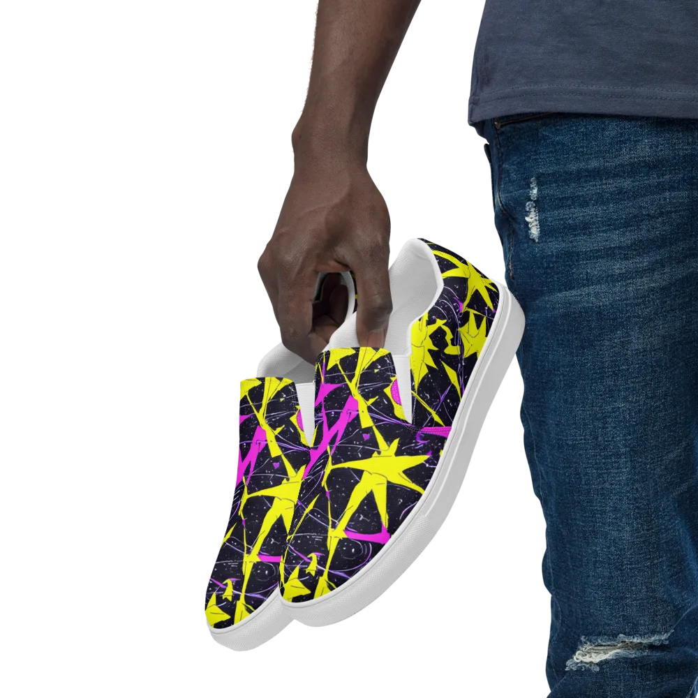 Ultraviolet Fracture on Men's Slip-On Canvas Shoes — Left Front
