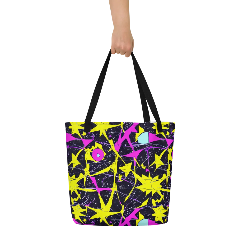 Ultraviolet Fracture on Large Tote Bag W/ Pocket — Front
