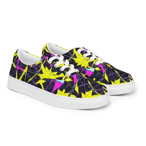 Ultraviolet Fracture on a Men's Lace-Up Canvas Shoes