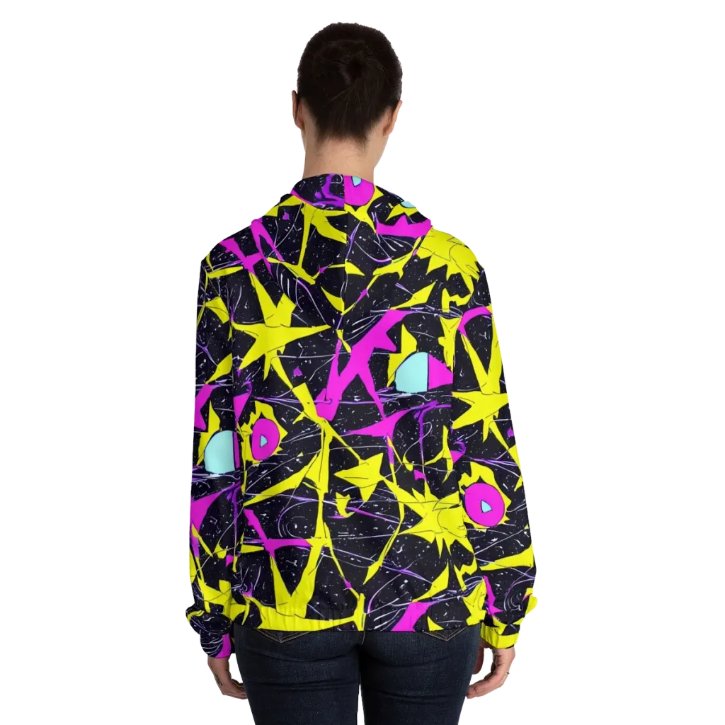 Ultraviolet Fracture on Women's Full-Zip Hoodie — Back On Person