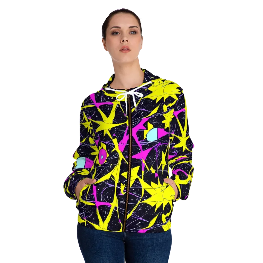 Ultraviolet Fracture on Women's Full-Zip Hoodie — Front On Person