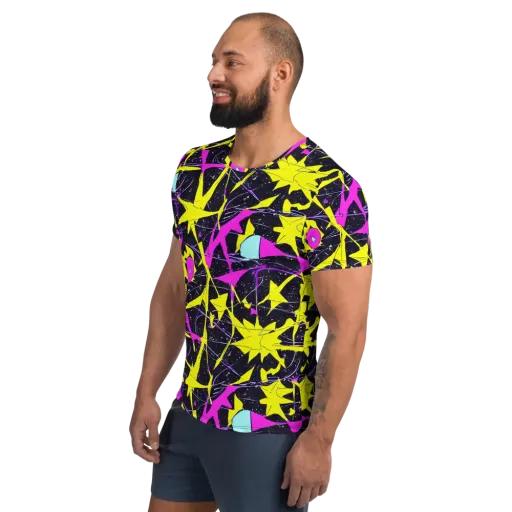 Ultraviolet Fracture on a Men's Athletic T-Shirt