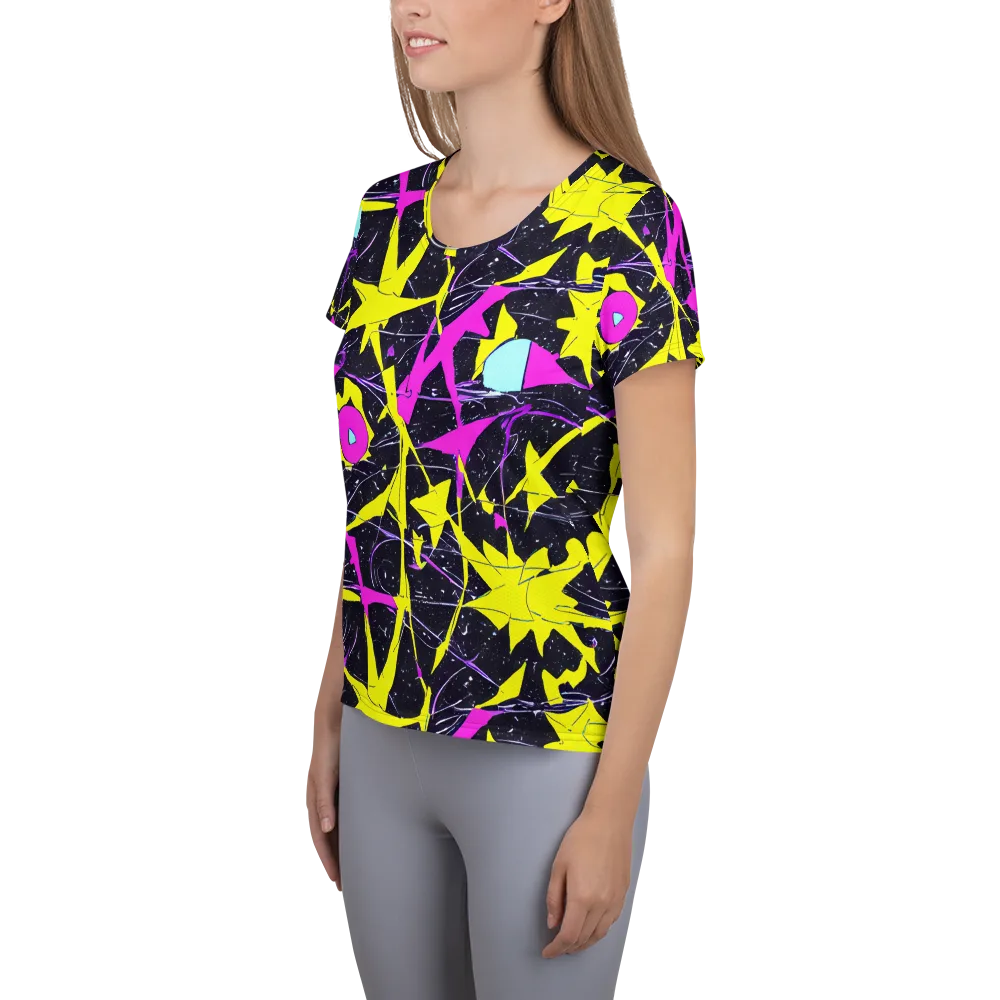 Ultraviolet Fracture on Women's Athletic T-Shirt — Left