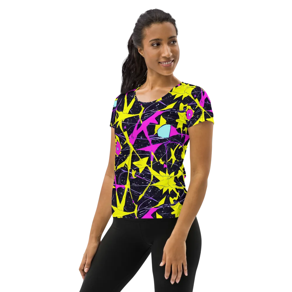 Ultraviolet Fracture on Women's Athletic T-Shirt — Left