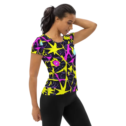 Ultraviolet Fracture on a Women's Athletic T-Shirt