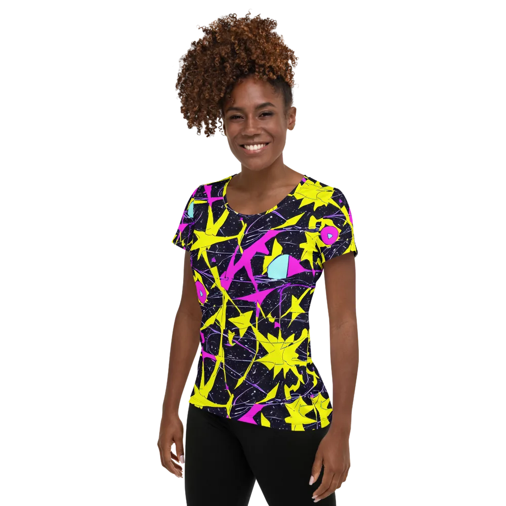 Ultraviolet Fracture on Women's Athletic T-Shirt — Left