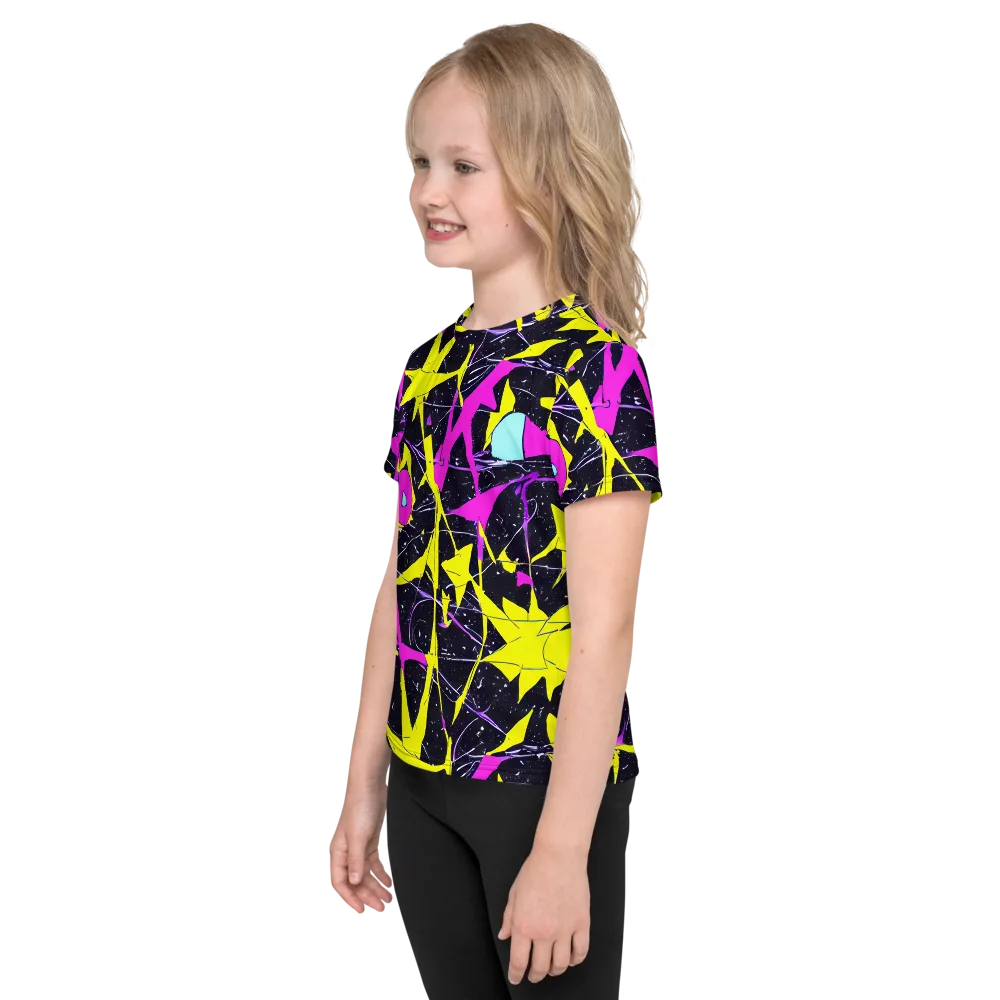 Ultraviolet Fracture on Kids Crew Neck T-Shirt — Left