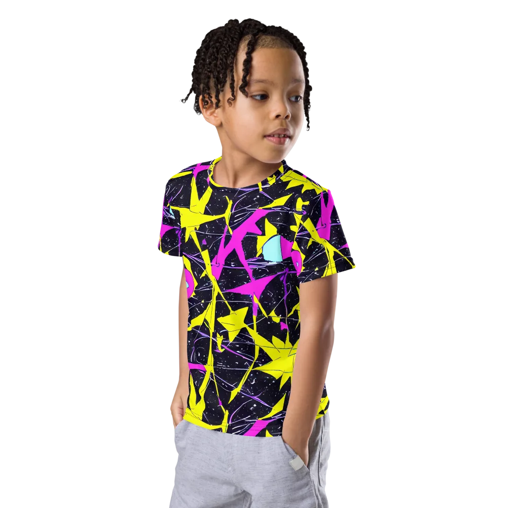 Ultraviolet Fracture on Kids Crew Neck T-Shirt — Left Front