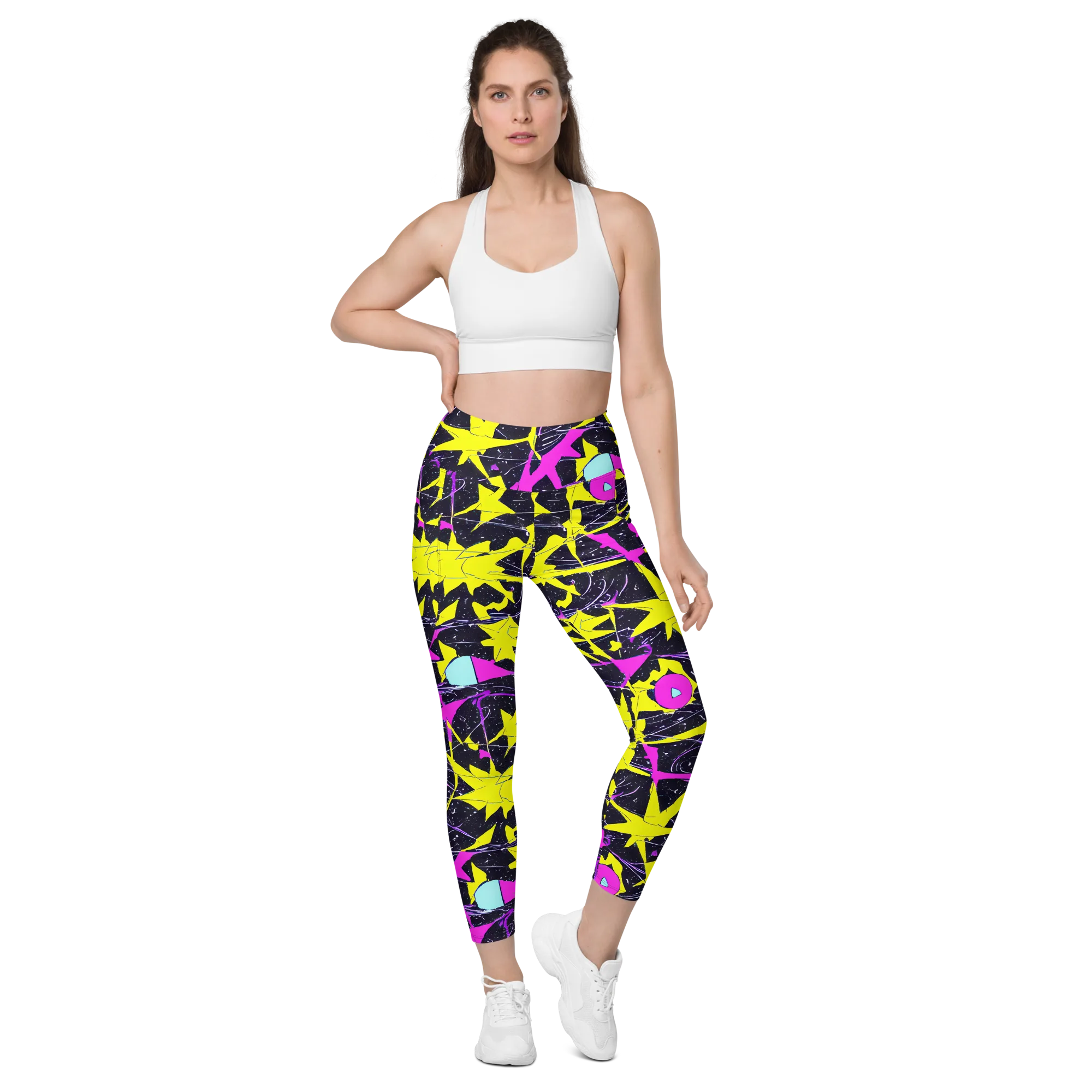 Ultraviolet Fracture on Leggings with Pockets — Front