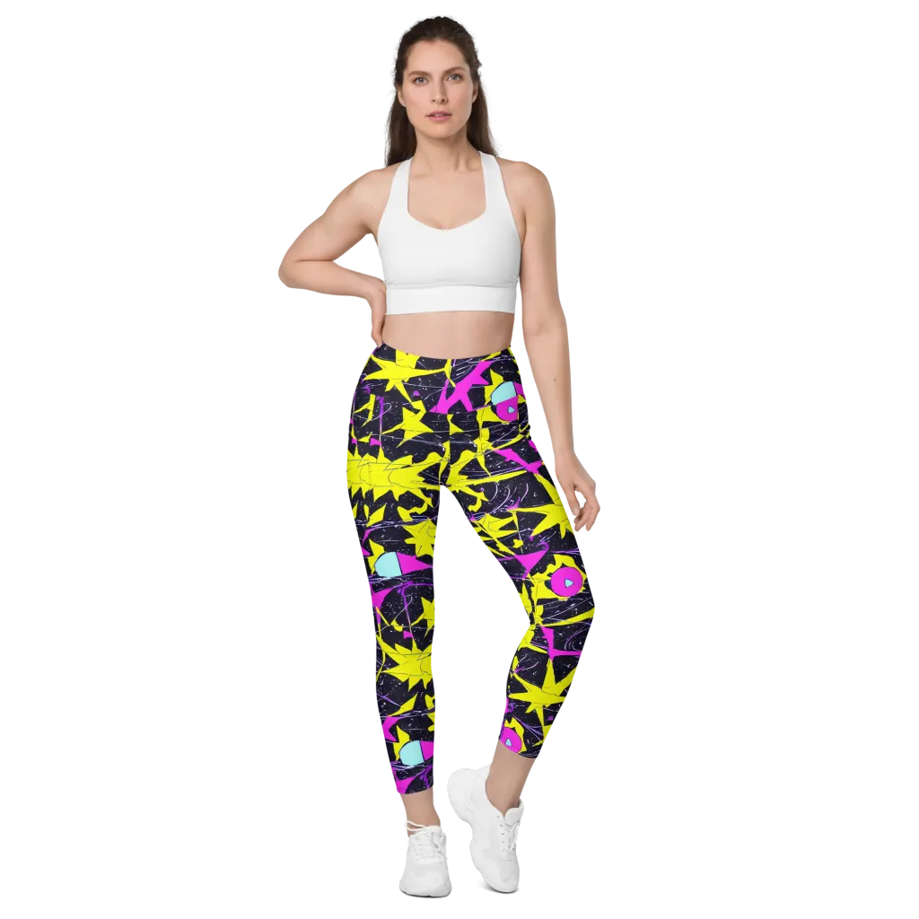 Ultraviolet Fracture on Leggings with Pockets — Front