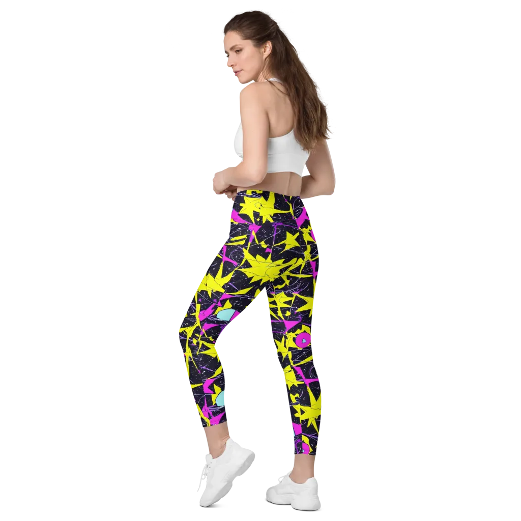 Ultraviolet Fracture on Leggings with Pockets — Left Back