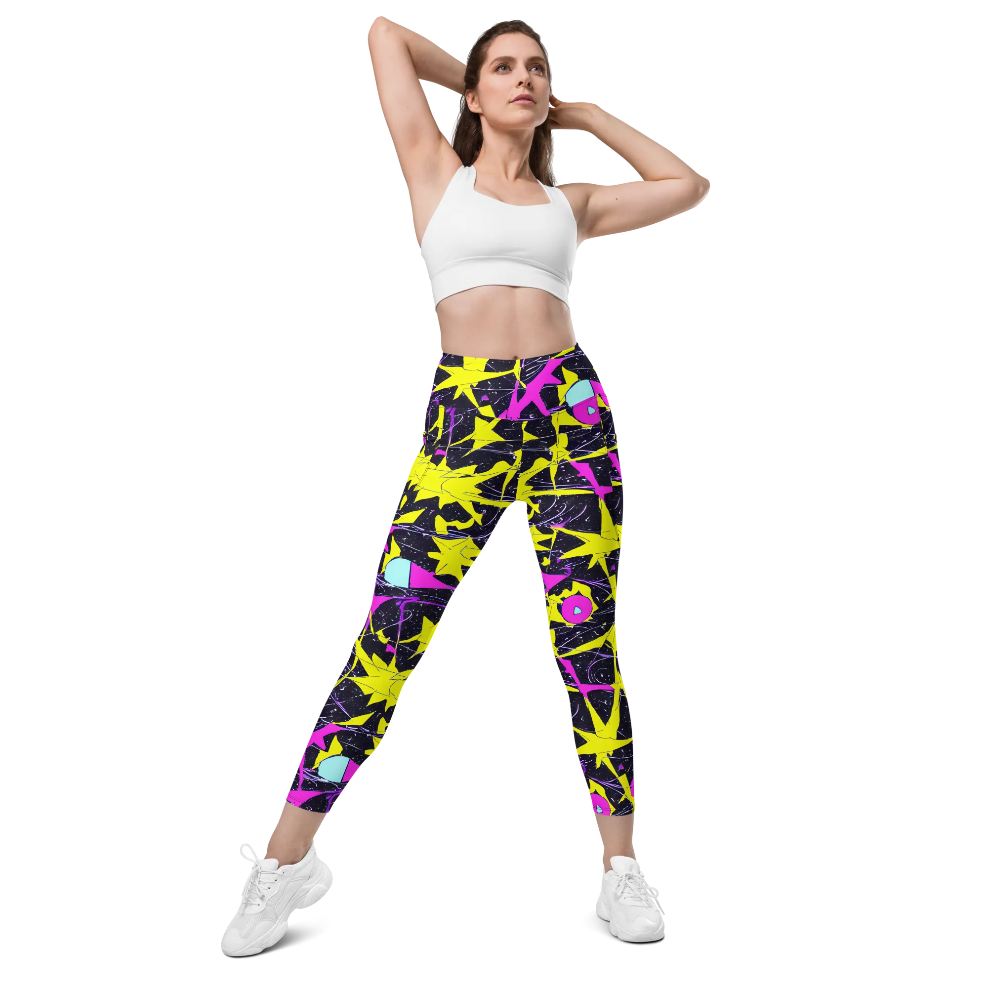 Ultraviolet Fracture on Leggings with Pockets — Front
