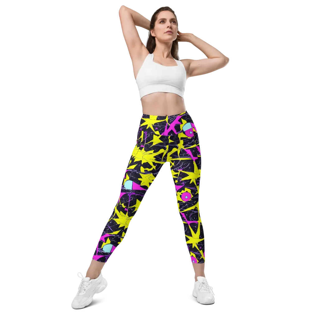 Ultraviolet Fracture on Leggings with Pockets — Front