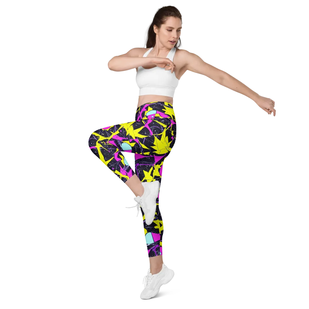 Ultraviolet Fracture on Leggings with Pockets — Left Front