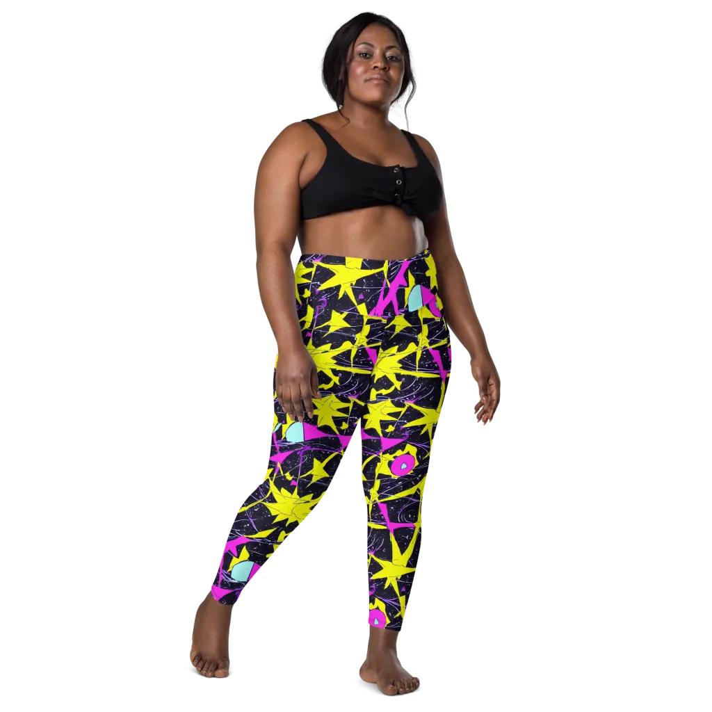 Ultraviolet Fracture on Leggings with Pockets — Front