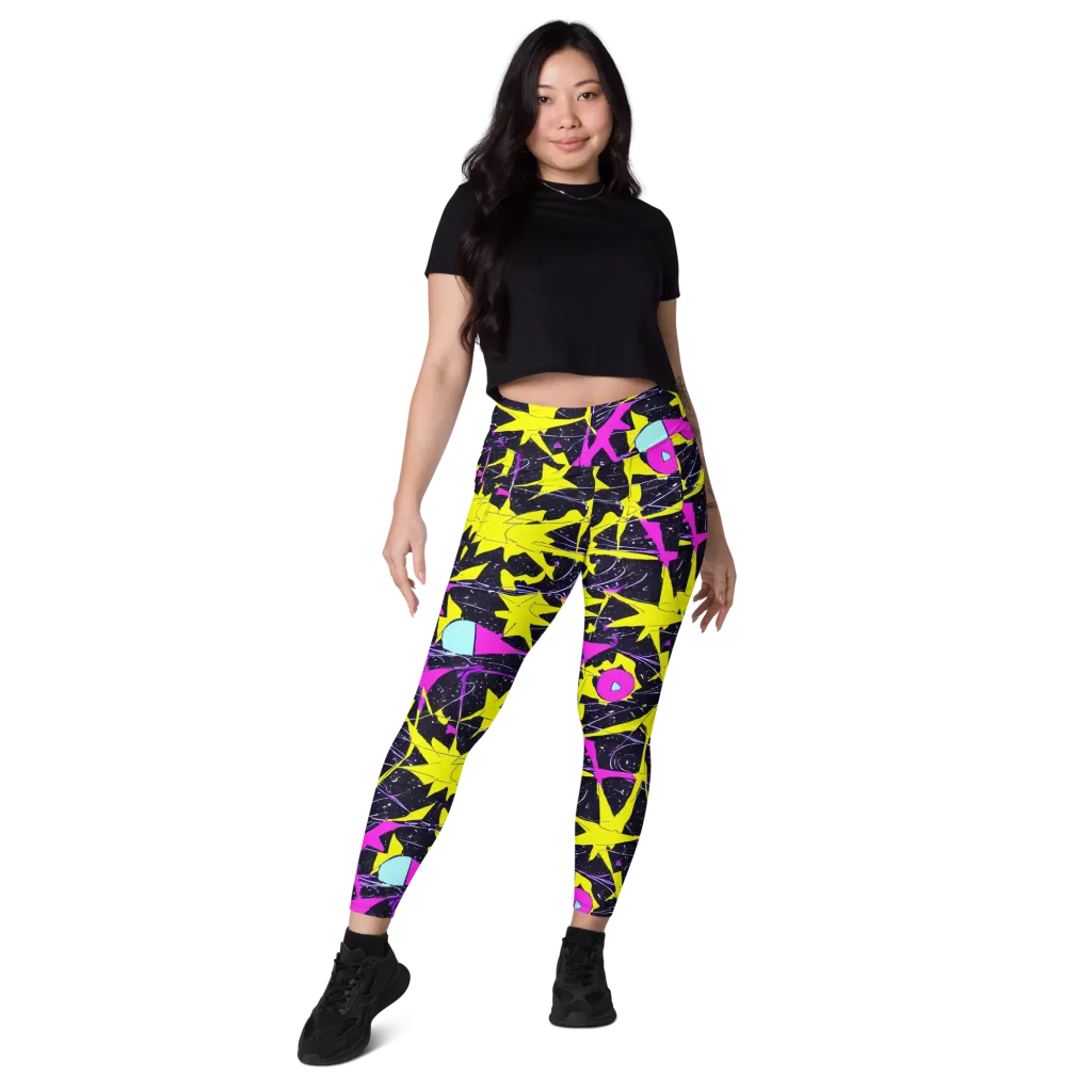 Ultraviolet Fracture on Leggings with Pockets — Front