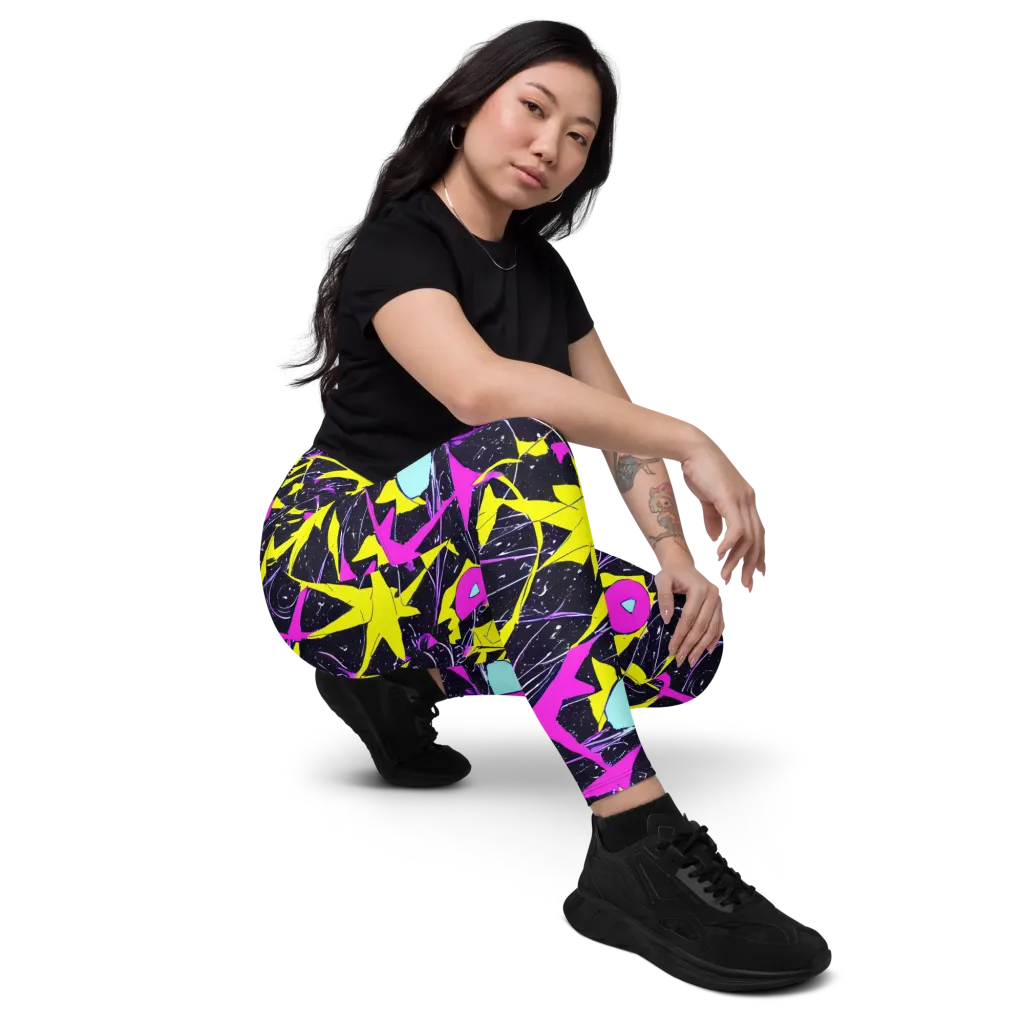 Ultraviolet Fracture on Leggings with Pockets — Right Front