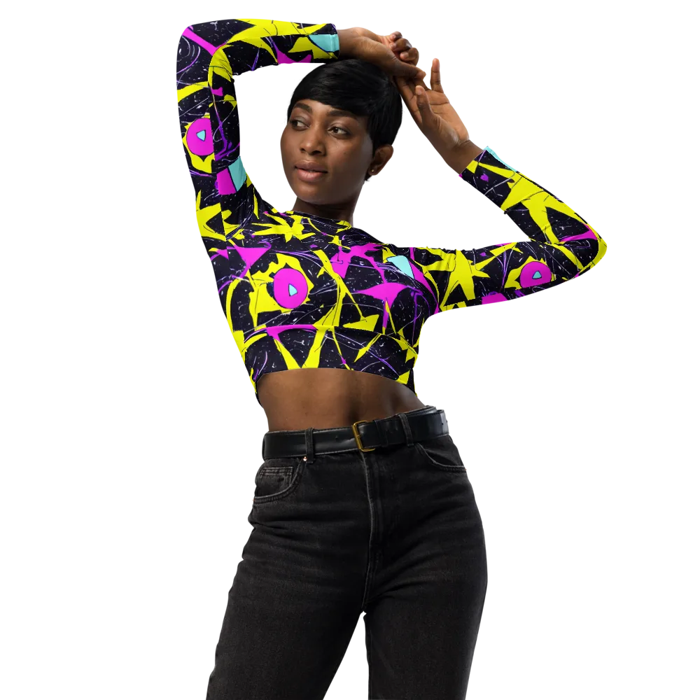 Ultraviolet Fracture on Long Sleeve Crop Top — Front
