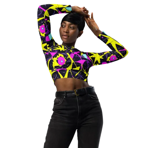 Ultraviolet Fracture on a Long Sleeve Crop Top